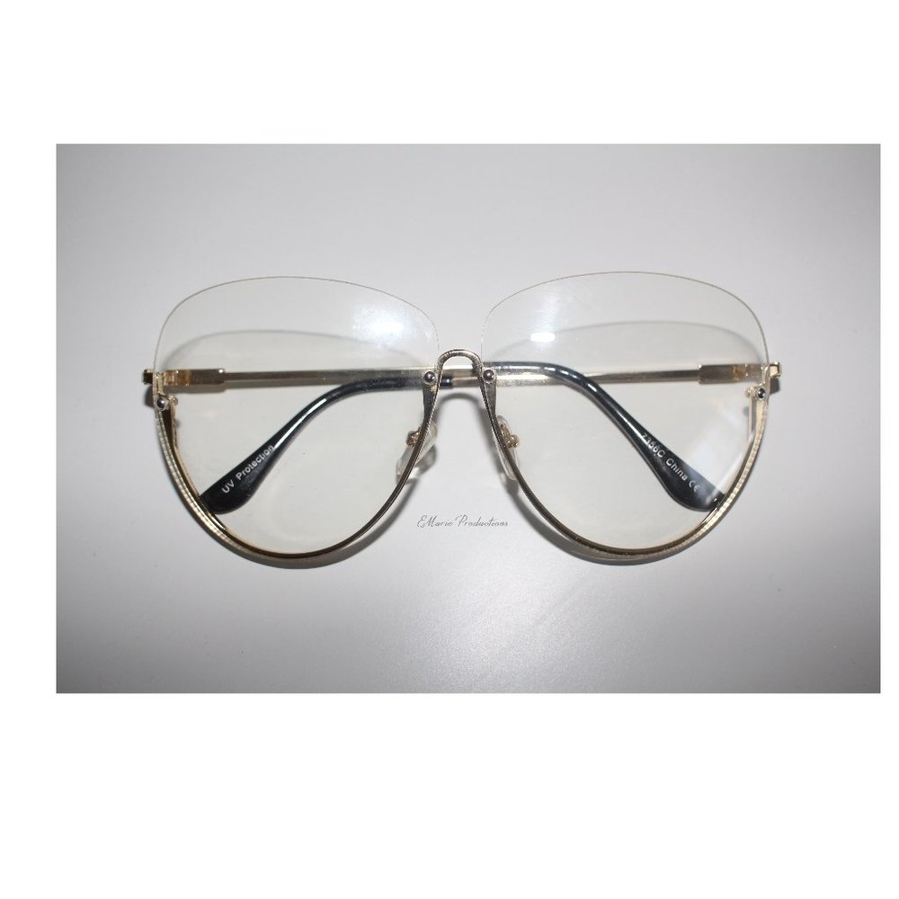 Gold OverSized Half Frame Sunnies